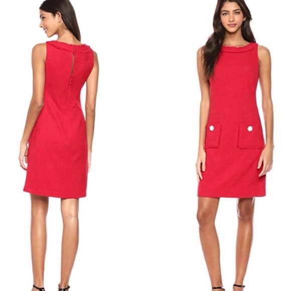 Karl Lagerfeld Dresses & Skirts - Red Karl Lagerfeld Paris Tweed Shift Dress (NWT)